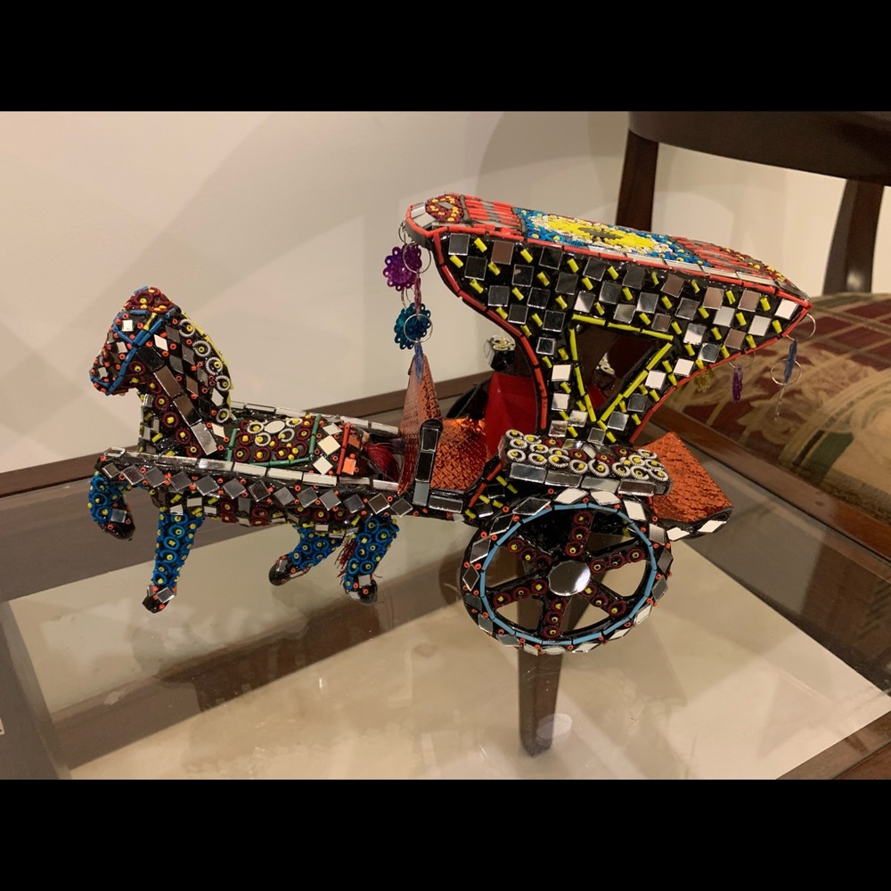 Wooden traditional mirror work horse cart